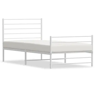 Zdjęcie produktu dla Metalowa Rama Łóżka Z Wezgłowiem I Zanóżkiem, Biała, 107X203 Cm Lumarko!