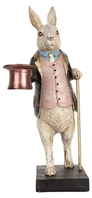Image de Clayre & Eef Figurine de décoration Lapin 33 cm Beige Gris Plastique