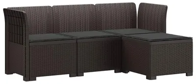 Zdjęcie produktu dla VidaXL, sofa ogrodowa dla 4 osób z poduszkami, imitacja rattanu, kolor brązowy