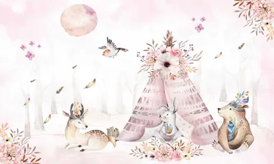 Obrázek produktu pro Magnetická krycí podložka na radiátory Boho Animals 60x100cm Magnetický kryt do dětského pokoje