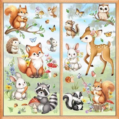 Produktbild von Kinderzimmer Tiermuster Glasstickers Herstellbar