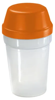 Zdjęcie produktu dla Shaker "Protein" 300 ml - Praktyczny kubek z zakrętką do napojów białkowych i sportowych, idealny do fitnessu i domowych składników - przezroczysty/standardowy pomarańczowy