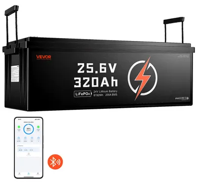 Produktbild von VEVOR LiFePO4 Batterie 24 V 200 Ah 50 A Lithiumbatterie mit Bluetooth BMS,  für Wohnmobile Campingwagen Notstromversorgung Elektromotoren, mit Niedertemperaturschutz Überstrom- und Kurzschlussschutz