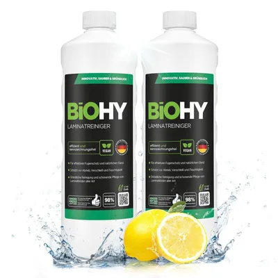 Produktbild von BiOHY Laminatreiniger + Dosierer, Laminatpflege, Bodenreiniger Laminat, 2 x 1 l