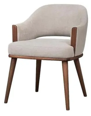 Immagine prodotto di Sedia imbottita beige struttura in legno sedia da cucina poltrona poltrona braccioli sedia