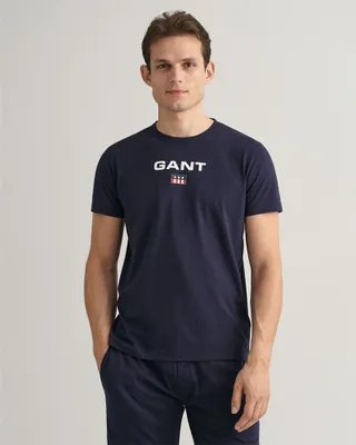 Image de T-shirt à manches courtes en jersey Gant, bleu, taille XL pour homme, bleu, taille XL