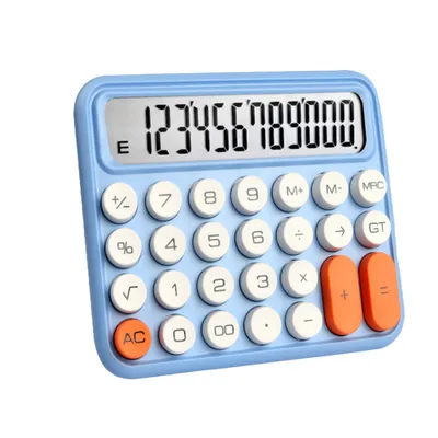 Produktbild von Niedlicher Taschenrechner, 12-stellig, grosses LCD-Display, mechanisch, runde Taste, Farbverlauf, Bonbonfarben, batteriebetriebener Taschenrechner, geeignet fuers Buero, die Schule, zu Hause, fuer Kinder, Studenten, Buchhalter
