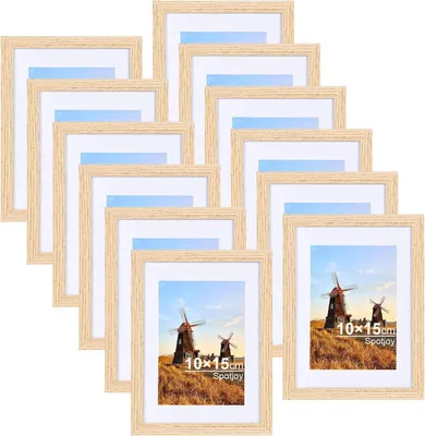 Immagine prodotto di Spotjoy cornice in legno 10x15 cm set di 12 cornici passe-partout vetro acrilico