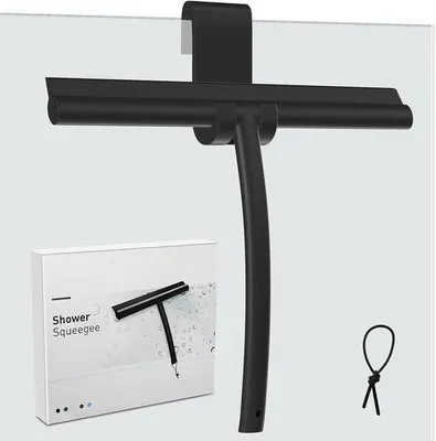 Produktbild von Famanu Duschabzieher mit Silikon und Edelstahlkern - Schwarz