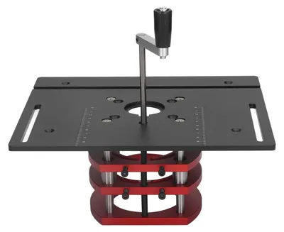 Produktbild von Router Lift - Manuelles Hebesystem - Stabil und präzise - Schwarz - Routertisch Einsatzbasisplatte - Geeignet für Trimmmaschine - 240x200mm