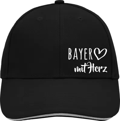 Produktbild von Huuraa Cappy Mütze Bayer mit Herz Black/Light Grey Baumwolle 6-Panel Kappe Geschenkidee
