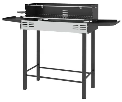 Produktbild von Holzkohlegrill Grill BBQ-Grill, verstellbares Rost, 1 Drehspieß, 118 x 32 x 90 cm, Schwarz + Silber