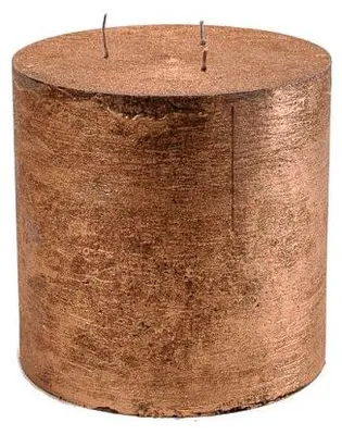 Imagen del producto de Vela decorativa "Branded" de Stumpenkerze, diámetro 15 cm, lado 15 cm, color cobre, duración aproximada: 90 horas.
