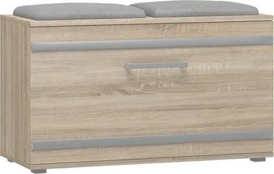 Produktbild von CDF Schuhschrank Opal | Farbe: Eiche Sonoma | Ideal für Diele, Flur, Büro | Schuhaufbewahrung | bequemer Sitz | 4 Schuhregale | modern