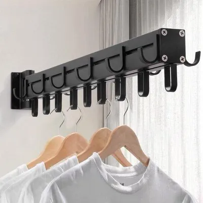 Produktbild von Famanu Wandkleiderack 60 cm - Klappbares Kleiderregal mit 21 Haken für Balkon, Waschküche, Badezimmer, Schlafzimmer
