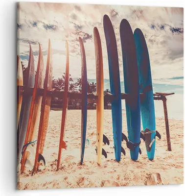 Produktbild von Bild auf Leinwand - Leinwandbild - Einteilig - Surfen Strand Board - 50x50cm - Wand Bild - Wanddeko - Wandbilder - Leinwanddruck - Bilder - Wanddekoration - Leinwand bilder - Wandbild - AC50x50-4992