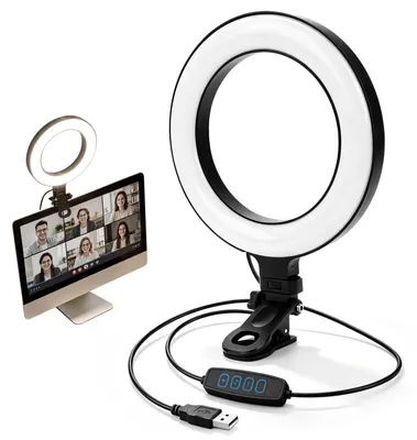 Productafbeelding van Ringlamp voor computer-videoconferentie met 3 kleurtemperaturen en 5 helderheidsniveaus