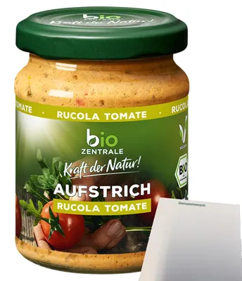 Produktbild von biozentrale Aufstrich Rucola Tomate (125g Glas) + usy Block