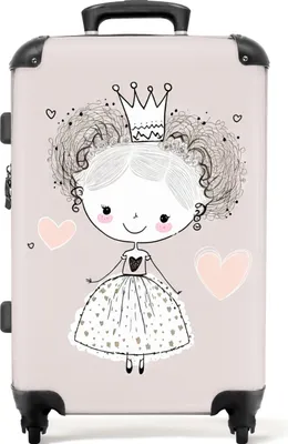 Produktbild von NoBoringSuitcases.com® Großer Koffer - Prinzessin - Kinder - Mädchen - Krone - Kleid - Kombinationsschloss TSA - Hartschalen Trolley 4 Rollen - 72 liter - Reisekoffer - 66 cmKoffer Mittelgroß 67x43x25 cm, 72L,