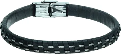 Produktbild von Karisma Männer Lederarmband mit 2 Drahten Länge 21cm - Schwarz