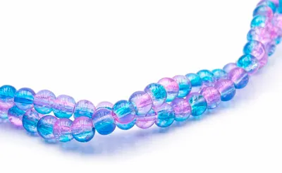Produktbild von Vintageparts Crackle Glasperlen türkis rosa 4 mm 190 Stück