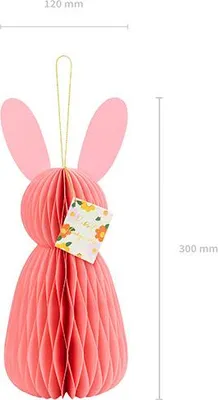 Obrázek produktu pro Dekorace papírová Zajíc, růžový 30 cm