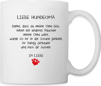 Produktbild von Spreadshirt Liebe Hundeoma Spruch Tasse, One size, Weiß