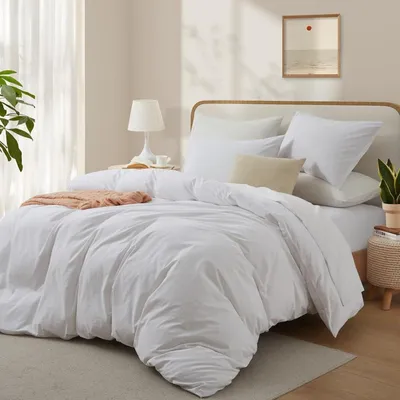 Produktbild von Bettwäsche-Set 220x240 cm Baumwolle 3-Teilig  Weiß