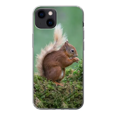 Produktbild von MuchoWow® Handyhülle Schutzhülle Hülle für iPhone 13 Eichhörnchen - Wald - Moos Silikon Softcase Handy Hülle - Karteninhaber