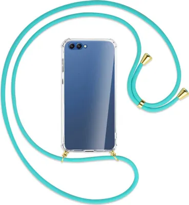 Produktbild von Handykette Backcover-Schutzhülle mit Band (Metall goldfarben) für Honor 10 - türkis
