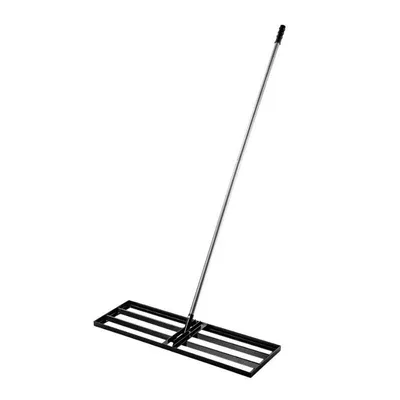 Image de Niveleur de gazon 75 x 25 cm avec manche de 175 cm Râteau en acier, racloir à gazon, lisseur de gazon