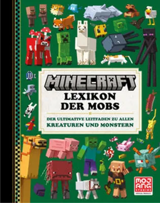 A collage of various Minecraft characters and creatures on a green background, with the title of the book prominently displayed.