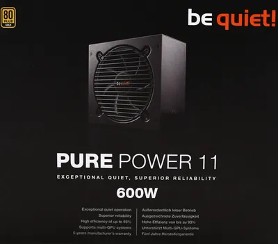 Obrázok produktu pre pURE POWER 11 ATX PC zdroj 600W BN294 čierny