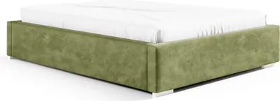 Produktbild von Stauraumbett Linn 200x220 – Modern & Stabil ohne Kopfteil mit Metallrahmen, Gasdruckfedern & Edlem Samtbezug Piano 25 Olivgrün