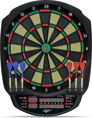 Produktbild von Carromco Elektronik Dartboard Striker-401 3-Loch Abstand Adapter Dartscheibe elektronisch rot-grün 8 Spieler Softdarts 34 Spielen 584 Variationen