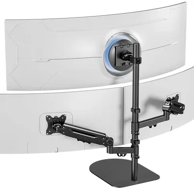 Zdjęcie produktu dla Uchwyt na monitor dla 3 monitorów – regulowany uchwyt biurkowy do 20 kg z podstawą V