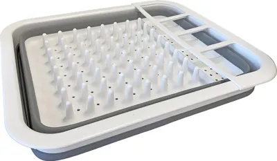 Produktbild von Faltbarer Geschirrtrockner weiß/grau mit Wasserbehälter