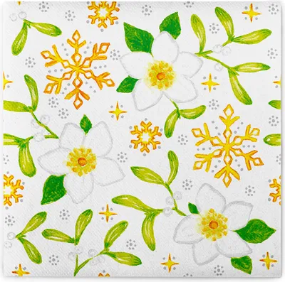 Produktbild von Airlaid Serviette Mistletoe, 40 x 40 cm, 50 Stück - Mank - Weihnachten Mistelzweige