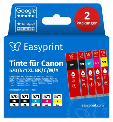Immagine prodotto di NUOVO: Easyprint Cartucce d'inchiostro per Canon 570/571 XL, Multipack (BK/BK/C/M/Y), 2 pezzi