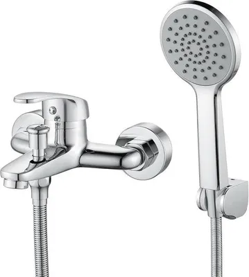 Produktbild von Badewanne Kran mit Handdusche und Duschschlauch.