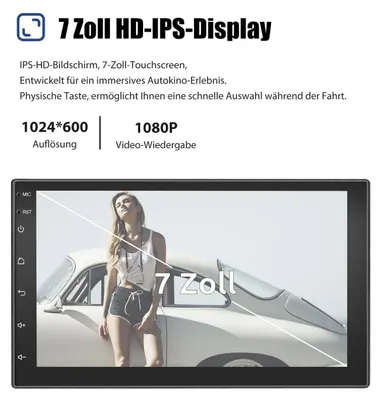 Produktbild von 2 DIN Autoradio Android 14 mit 7 Zoll Touchscreen DAB+ Carplay Android Auto NAVI GPS WLAN Bluetooth Freisprecheinrichtung 4GB 64GB mit Mikrofon