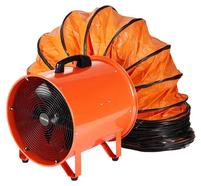 Obrázek produktu pro VEVOR stavební ventilátor 900 W střídavý motor stavební ventilátor 2850 ot/min stavební ventilátor dmychadlo 5175 CFM (8792 m3/h) axiální ventilátor 5 m hadice axiální ventilátor 79 dB hlučnost průmyslový ventilátor IP44