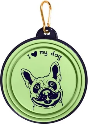Obrázek produktu pro Be-Happy Gifts – Silikonová miska pro psy „I Love My Dog“ – skládací, cestovní