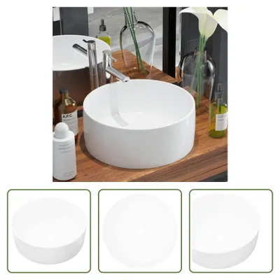 Immagine prodotto di The Living Store Lavabo rotondo in Vetroceramica bianca 40 x 15 cm