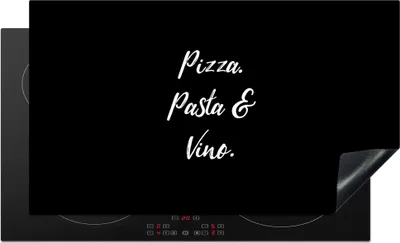 Produktbild von KitchenYeah© Herdabdeckplatte Sprichwörter - Zitate - Pizza. Pasta und Wein. - Pizza-Liebhaber - Essen , 91x52cm, Küche Deko, Glaskeramikkochfeld Herdabdeckung, Abdeckplatte fùr Kochfeld