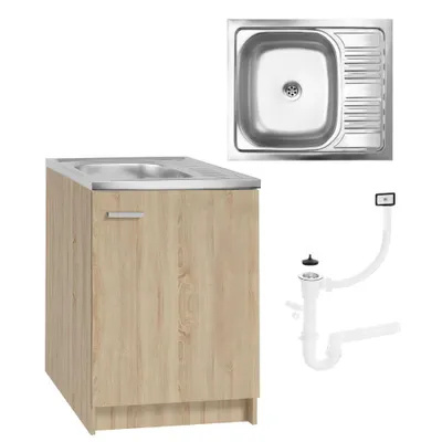 Produktbild von Stamar | Küchenschrank, mit Spüle Deante, Eiche Sonoma, 60 cm, Slim, Siphon
