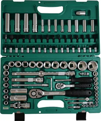 Produktbild von Steckschlüsselsatz 94-Teilig 1/4", 1/2", Bits, Ratsche, Verlängerungen
