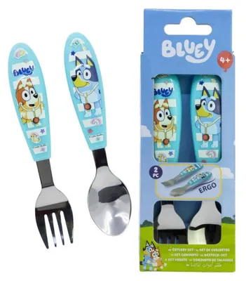 Zdjęcie produktu dla Zestaw metalowych sztućców ergo Bluey Yummy, 2 szt.