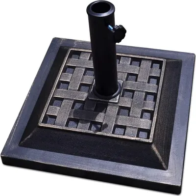 Produktbild von GOPLUS Sonnenschirmständer aus Harz, Gartenschirmständer mit Edelstahlrohr, Sonnenschirmfuß mit Muster, für Rohre mit Durchmesser 38 od. 48 mm, für Sonnenschirm Ampelschirm (11.7, Rechteckig)