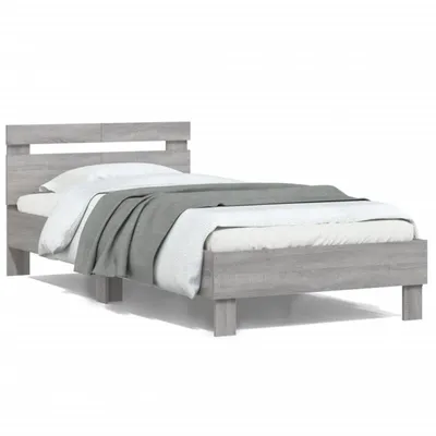 Produktbild von vidaXL Bettgestell mit Kopfteil Grau Sonoma 100x200 cm Holzwerkstoff